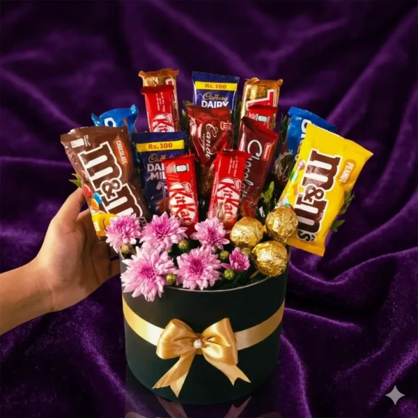 midnight gold luxury balloon & chocolate hamper (copy)