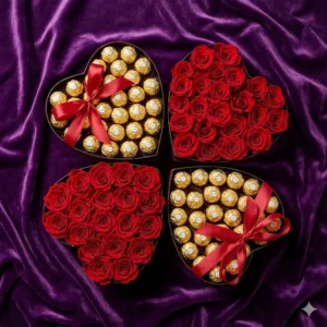 velvet romance crimson roses & raffaello box (copy)