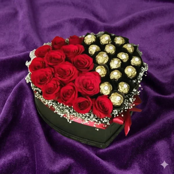 crimson & gold split heart hamper