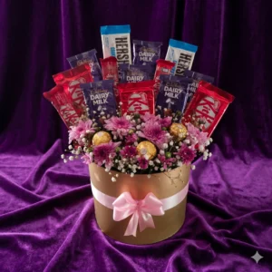elegant golden blossom & sweet chocolate hamper