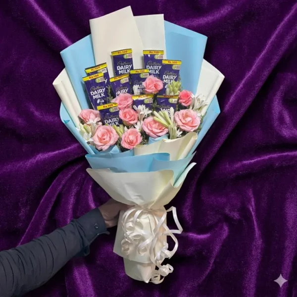 sweet love crimson rose & chocolate fan bouquet (copy)