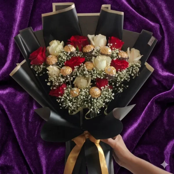 sky blue pastel blossom & cadbury bouquet (copy)