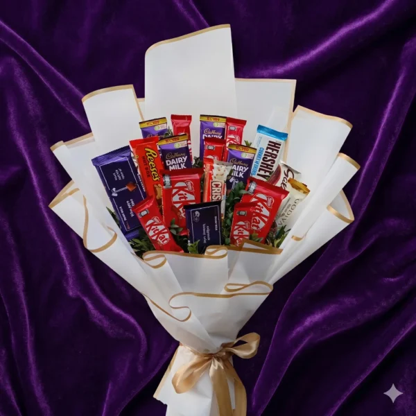 peach sunset party snack & chocolate bouquet