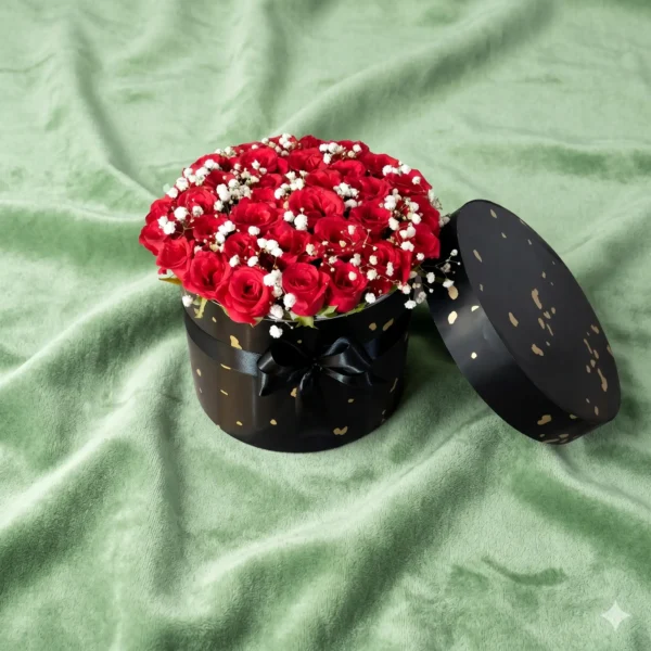 noir crimson velvet rose heart box (copy)