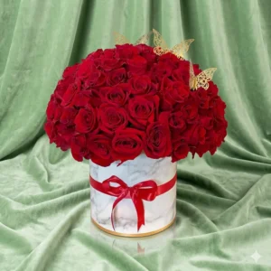 carrara marble golden butterfly rose hatbox