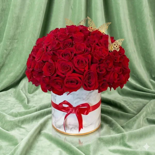 carrara marble golden butterfly rose hatbox