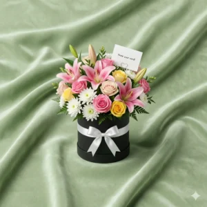 blush rose & snowy chrysanthemum hatbox (copy)