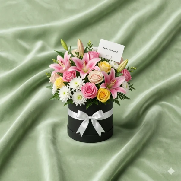 blush rose & snowy chrysanthemum hatbox (copy)