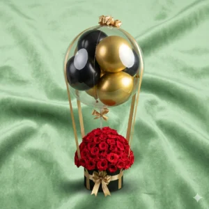 regal gold & noir hot air balloon rose box