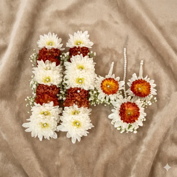 velvet crimson rose petal gajra rings