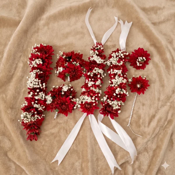 imperial crimson & starry baby's breath bridal jewellery set