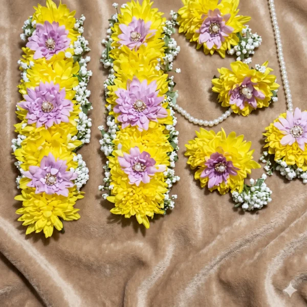 golden marigold & crimson pearl festive bridal jewellery set (copy)
