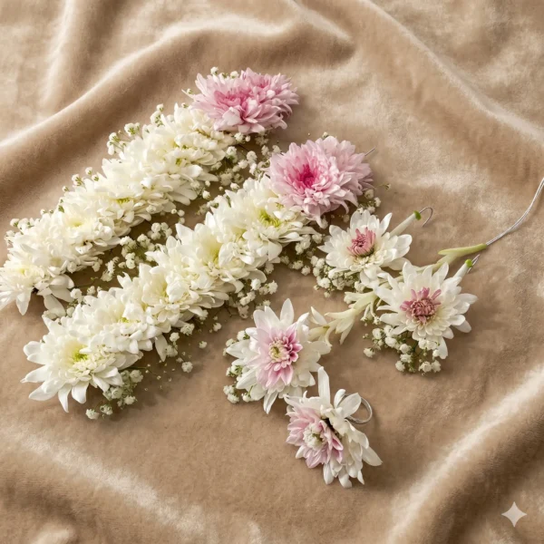 crimson accent & tricolor chrysanthemum festive adornment suite (copy)