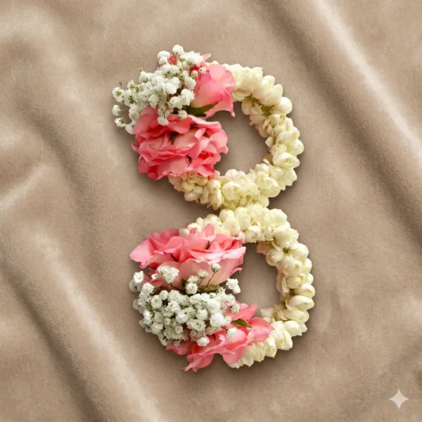 pastel pink rose & festive jasmine heritage gajra pair