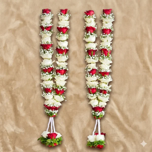 alabaster rose & snowy chrysanthemum bridal gajras (copy)