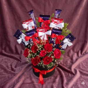 luxury crimson rose & premium chocolate bloom hamper