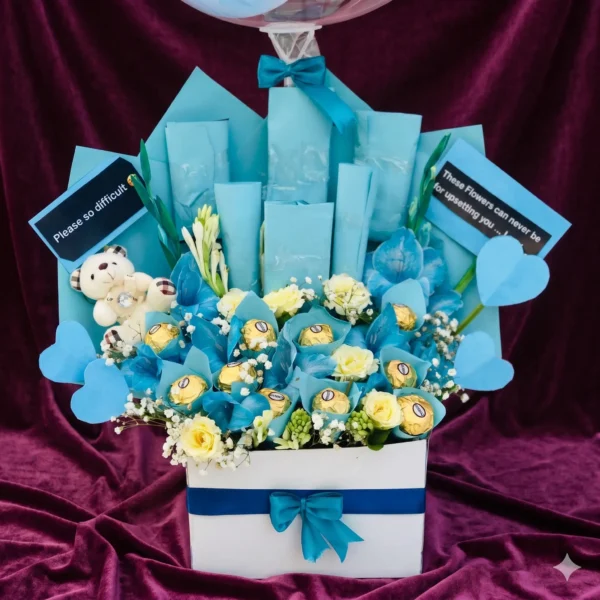regal onyx & crimson valentine’s chocolate bouquet suite