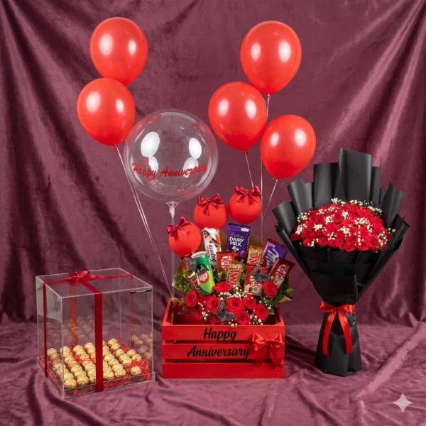 luxury crimson rose bed & divided confectionery dual hatbox suite (copy)