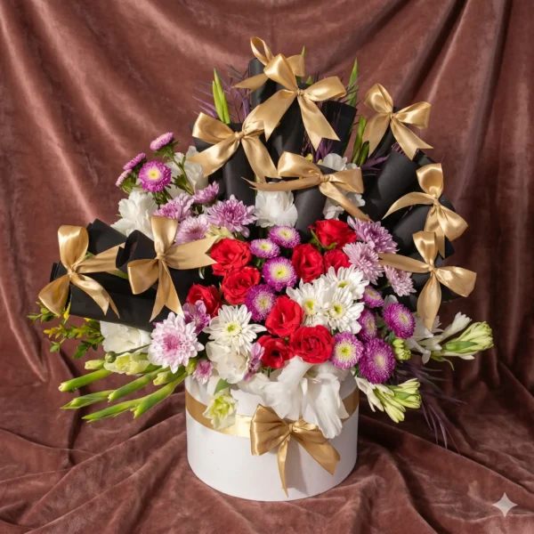 royal midnight gold custom birthday balloon & floral hamper (copy)