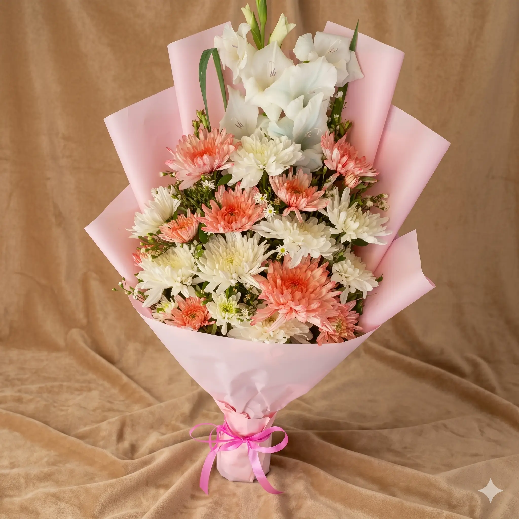 vibrant sunflower & pink rose mixed bouquet | premium gold rimmed pink gift wrap (copy)