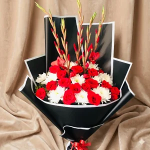 exquisite crimson gladiolus & mixed chrysanthemum marble bouquet (copy)