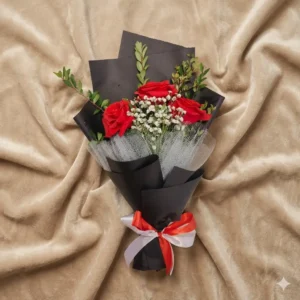petite red rose & baby's breath bouquet | eco friendly kraft paper floral gift (copy)