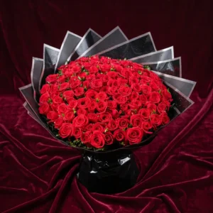 luxurious velvet red rose & baby's breath elegant bouquet (copy)
