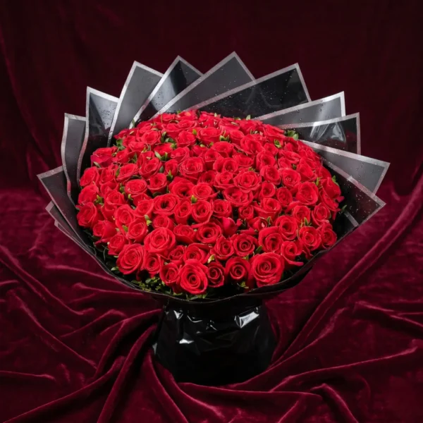 luxurious velvet red rose & baby's breath elegant bouquet (copy)