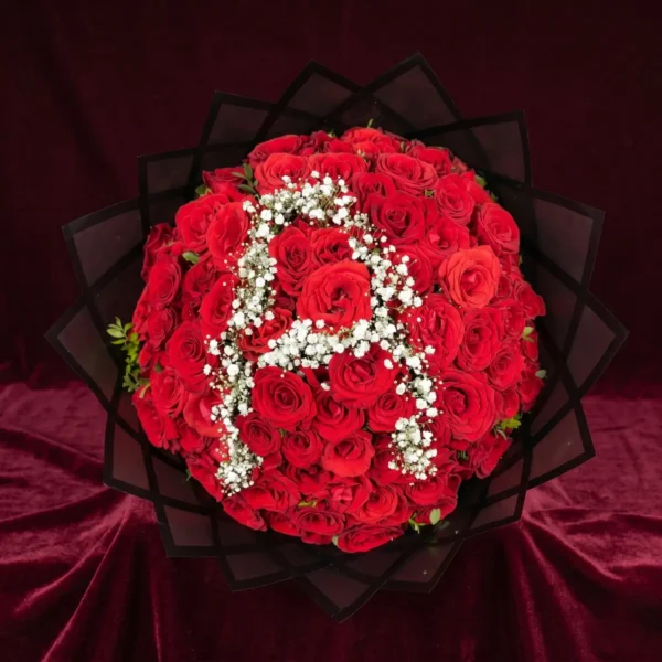 custom letter red & white rose luxury monogram bouquet (copy)
