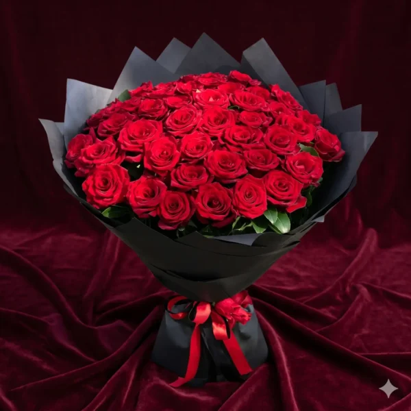custom letter red rose & baby's breath monogram starburst bouquet (copy)