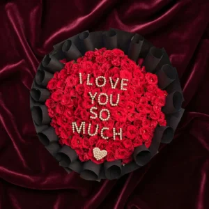 colossal scarlet red rose luxury matte black exhibition bouquet (copy)