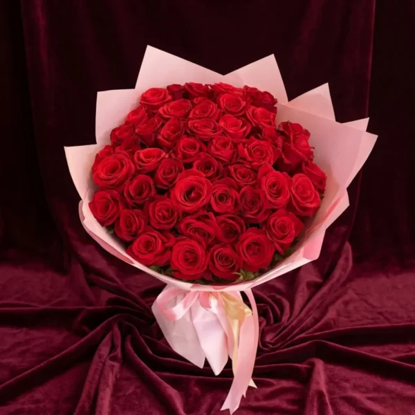 classic red rose & baby's breath matte black gifting bouquet (copy)