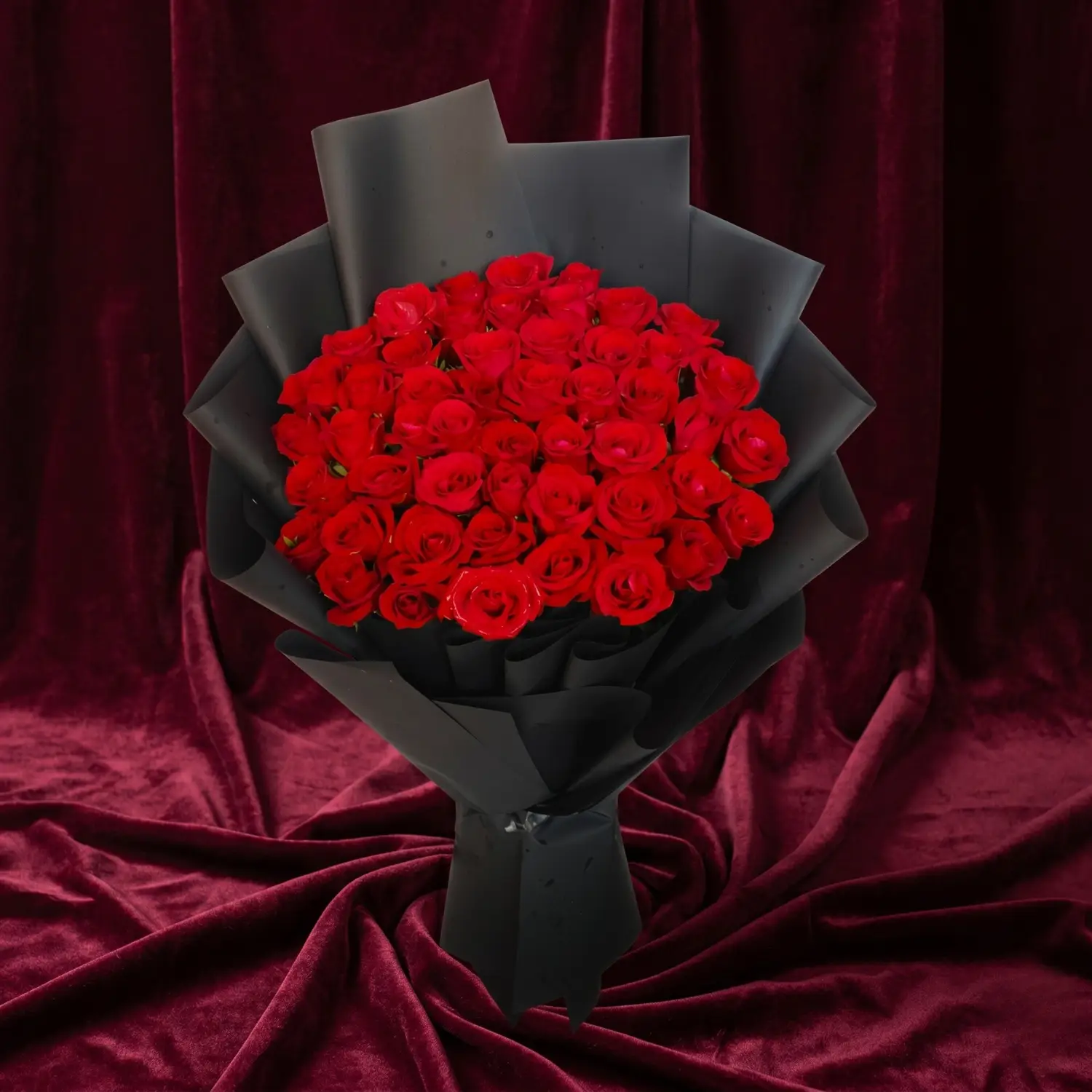 enchanting scarlet red rose & butterfly powder pink bouquet (copy)
